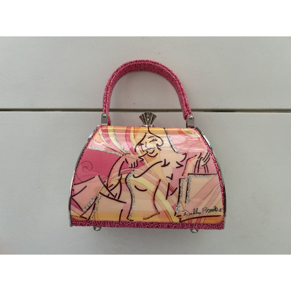 Debbie Brooks New York Pink Pop Art Graphic Frame Handbag Silver Hardware